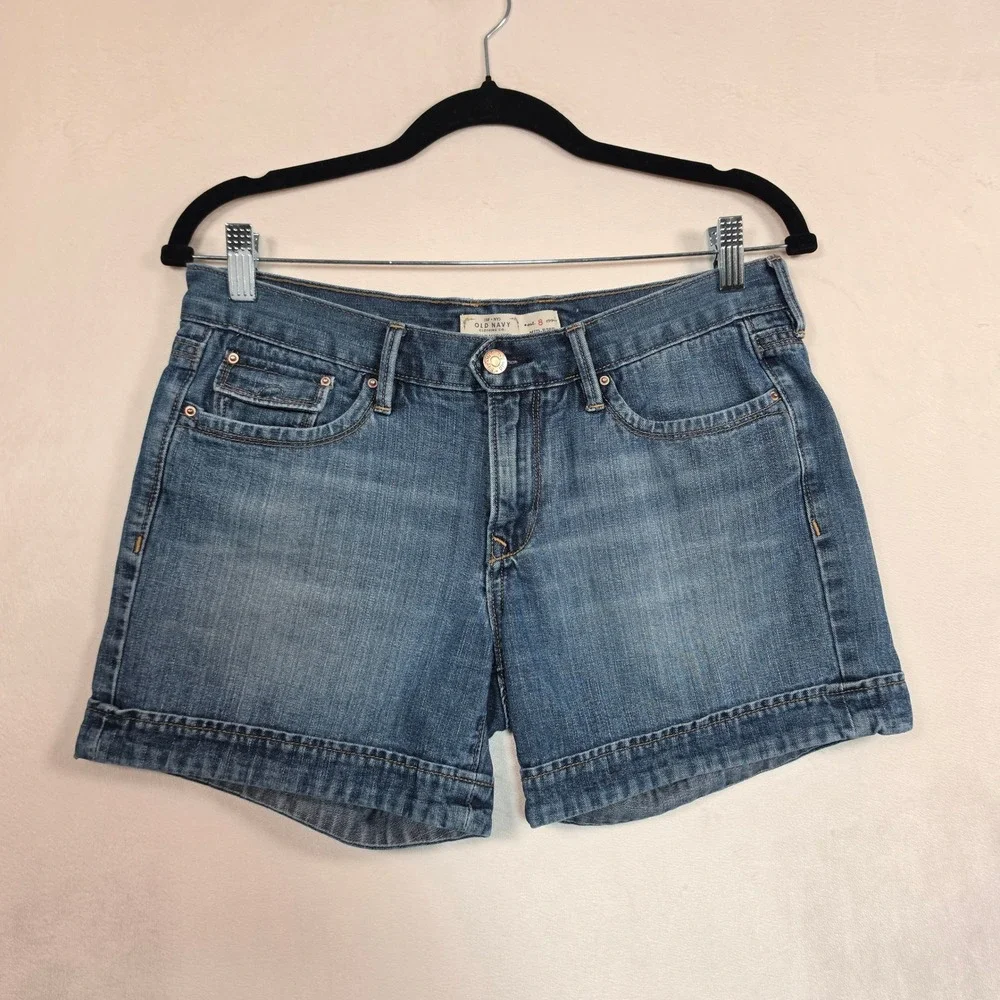 Old Navy Denim Shorts Womens 8 Blue‎ Mid-Rise Y2K Minimalist Coastal Festival